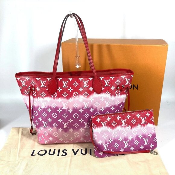 LOUIS VUITTON M45127 Monogram Escal Neverfull MM Shoulder Bag Tote Bag Red/pink - Picture 1 of 16